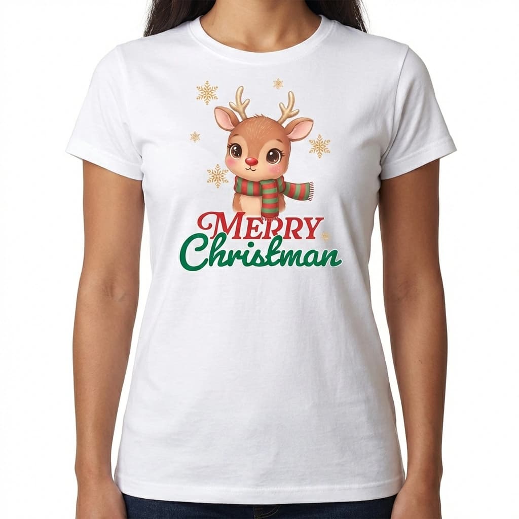 Camiseta Navideña con Tierno Reno